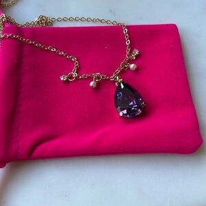 Gold‎ Necklace with Purple Crystal Pendant